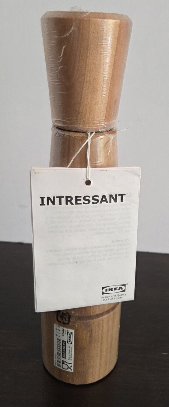 New IKEA INTRESSANT Spice Mill Acacia Wood 27 cm (10 ¾ ") 705.781.92 Sealed